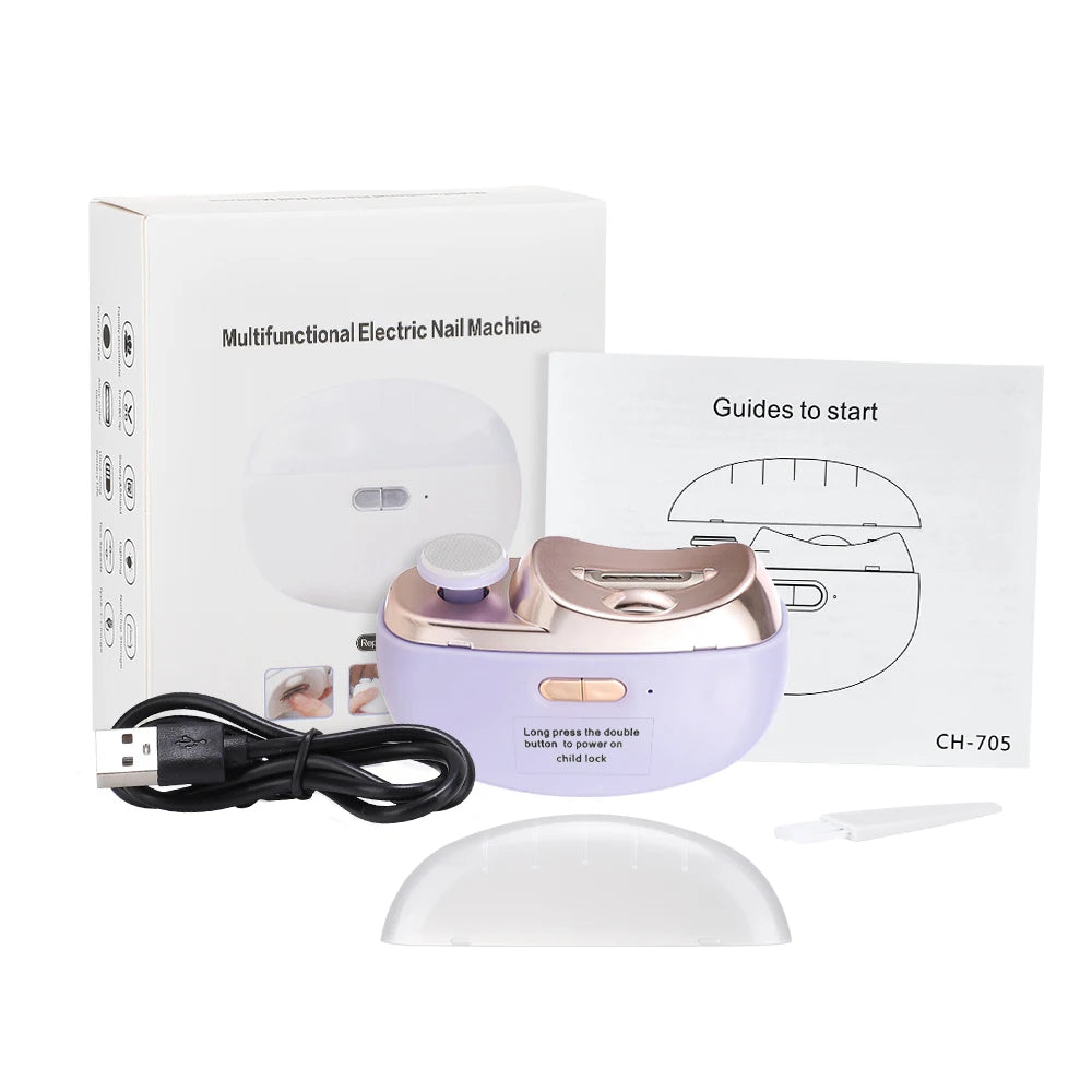 Rotatable Electric | Nail Clipper  With Light Nails Trimmer Manicure Polishing Tools
